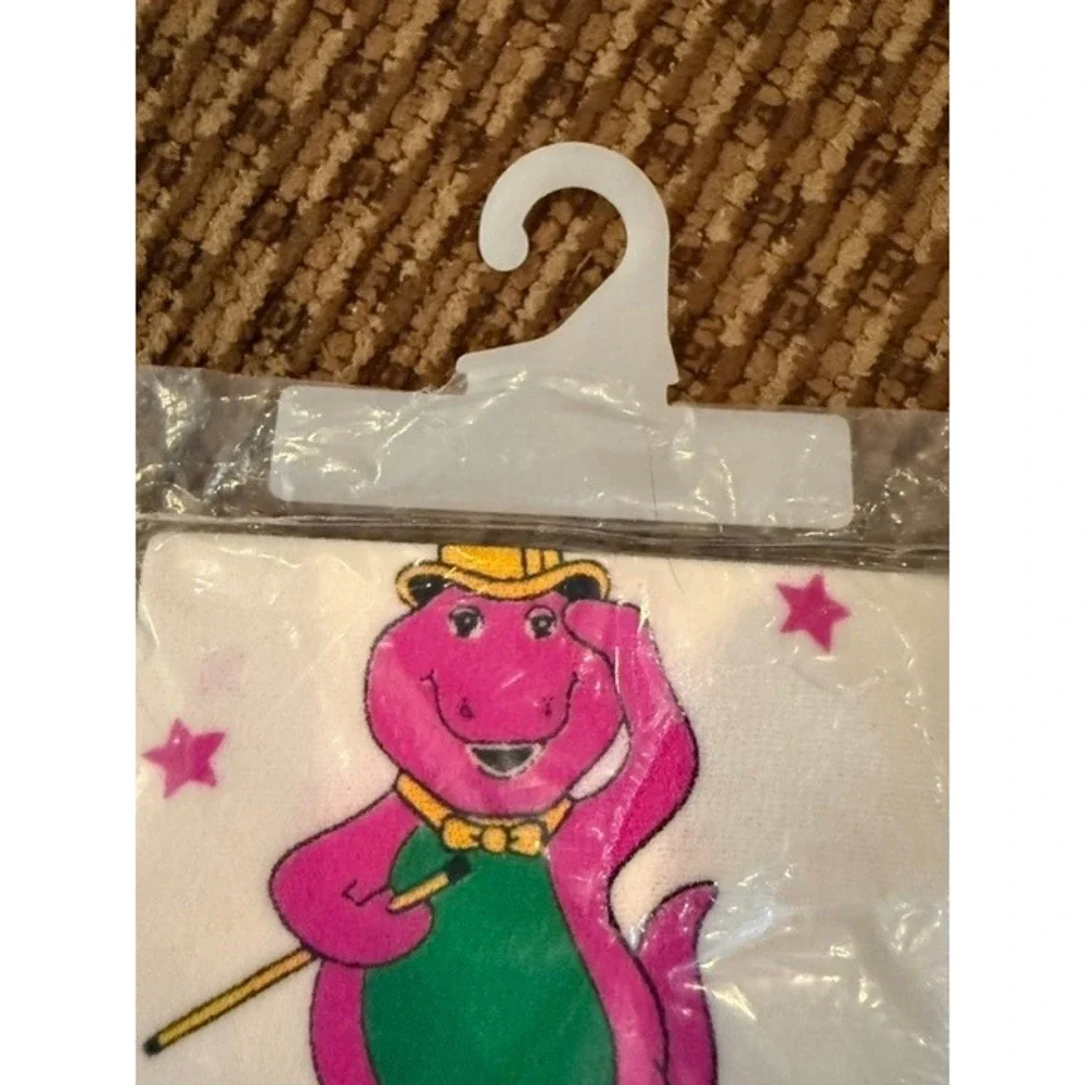 Vintage 1992 Barney the Dinosaur Girls Tights White Star Print Fits 4-6 NEW